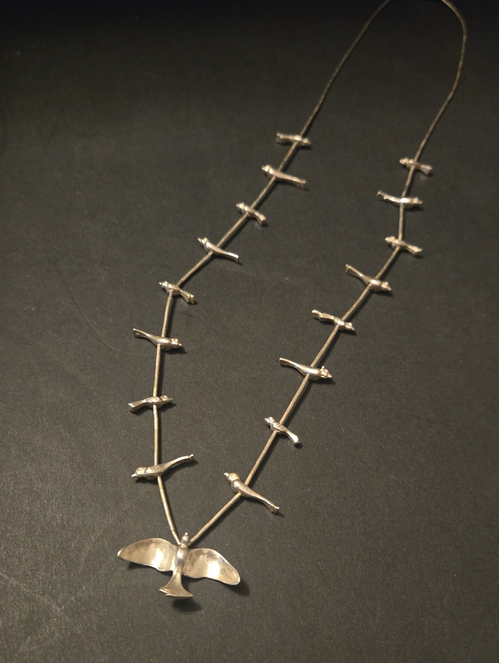 Vintage Silver Zuni Bird Fetish Necklace